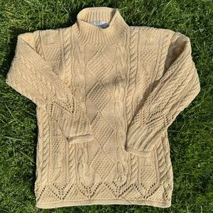 Vintage 1990s Karen Scott Cream Chunky Knit Fisherman’s Sweater